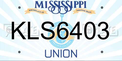 KLS6403 Mississippi License Plate