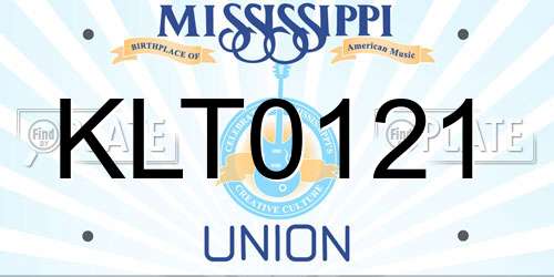 KLT0121 Mississippi License Plate