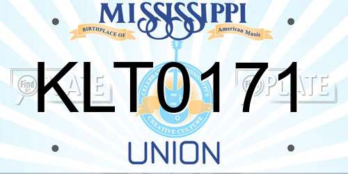 KLT0171 Mississippi License Plate