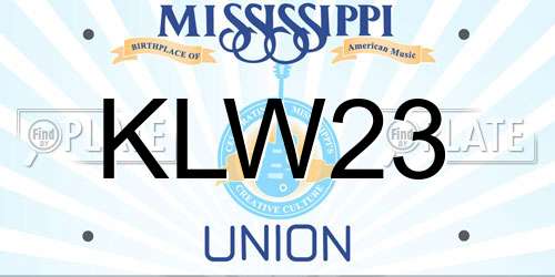 KLW23 Mississippi License Plate