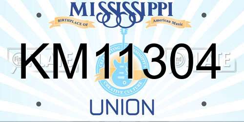 KM11304 Mississippi License Plate