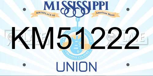 KM51222 Mississippi License Plate
