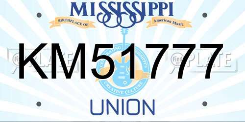 KM51777 Mississippi License Plate