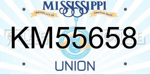 KM55658 Mississippi License Plate