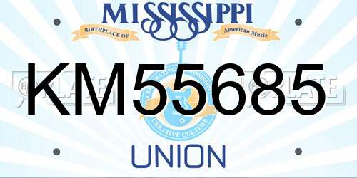 KM55685 Mississippi License Plate