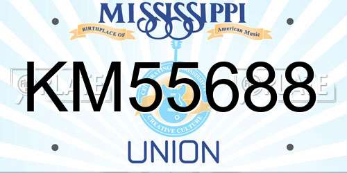 KM55688 Mississippi License Plate