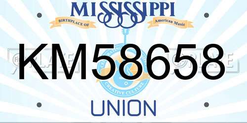KM58658 Mississippi License Plate