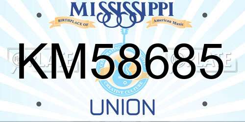 KM58685 Mississippi License Plate