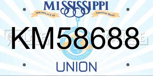 KM58688 Mississippi License Plate