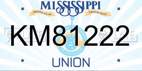 KM81222 Mississippi License Plate