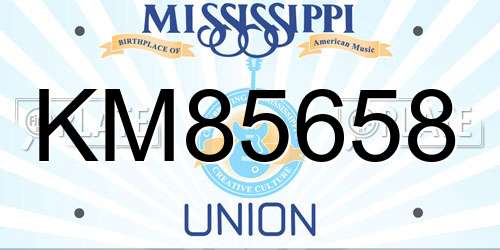 KM85658 Mississippi License Plate