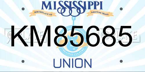 KM85685 Mississippi License Plate