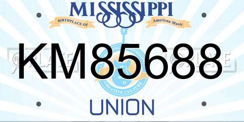 KM85688 Mississippi License Plate