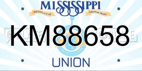 KM88658 Mississippi License Plate