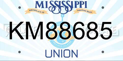 KM88685 Mississippi License Plate