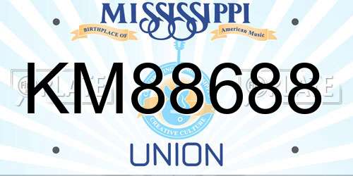 KM88688 Mississippi License Plate