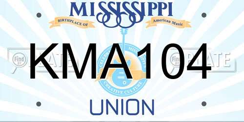 KMA104 Mississippi License Plate