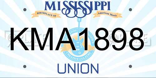 KMA1898 Mississippi License Plate