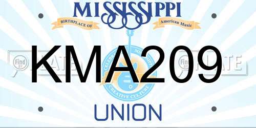 KMA209 Mississippi License Plate