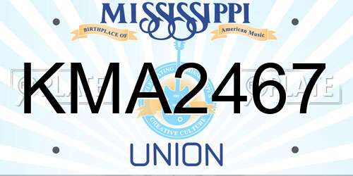 KMA2467 Mississippi License Plate