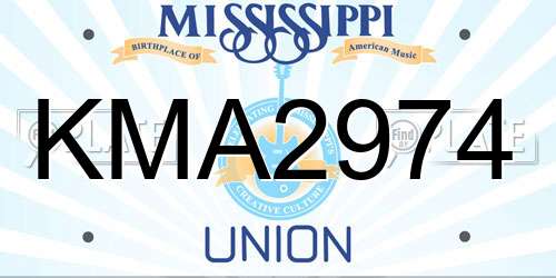 KMA2974 Mississippi License Plate