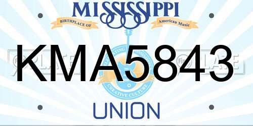 KMA5843 Mississippi License Plate