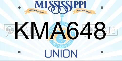 KMA648 Mississippi License Plate