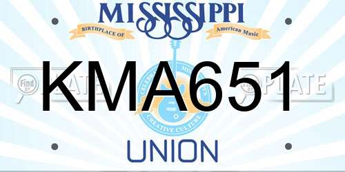 KMA651 Mississippi License Plate