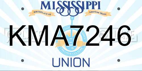 KMA7246 Mississippi License Plate