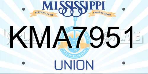 KMA7951 Mississippi License Plate