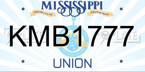 KMB1777 Mississippi License Plate