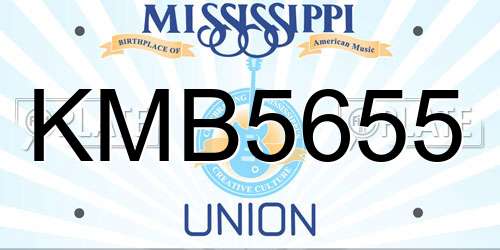 KMB5655 Mississippi License Plate