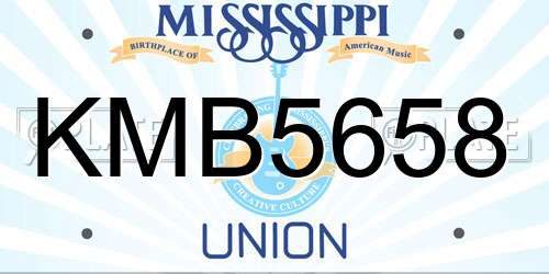 KMB5658 Mississippi License Plate