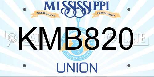 KMB820 Mississippi License Plate