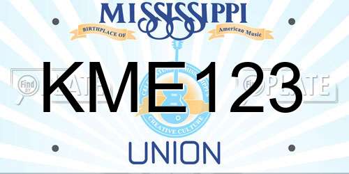 KME123 Mississippi License Plate