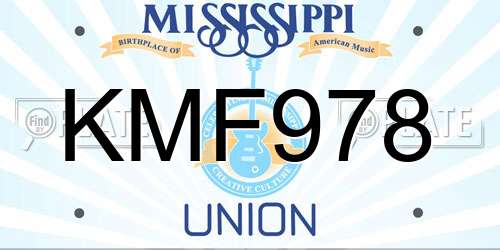 KMF978 Mississippi License Plate