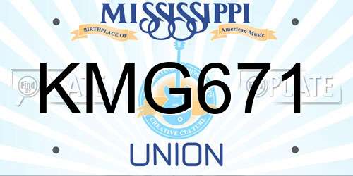 KMG671 Mississippi License Plate
