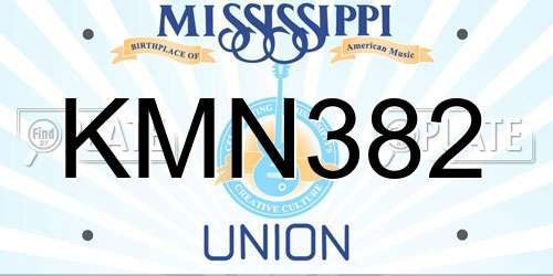 KMN382 Mississippi License Plate