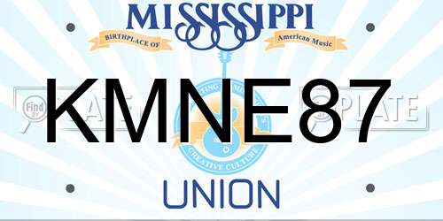 KMNE87 Mississippi License Plate