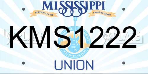 KMS1222 Mississippi License Plate