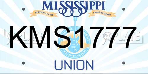 KMS1777 Mississippi License Plate