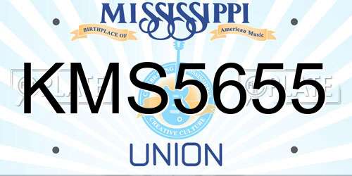 KMS5655 Mississippi License Plate
