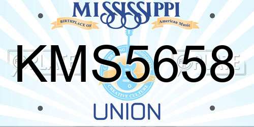 KMS5658 Mississippi License Plate