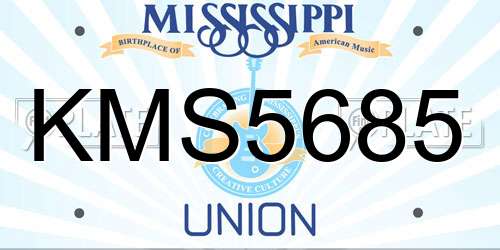 KMS5685 Mississippi License Plate