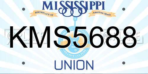 KMS5688 Mississippi License Plate