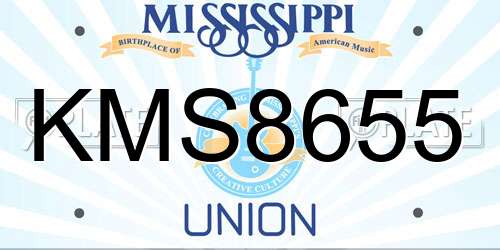 KMS8655 Mississippi License Plate