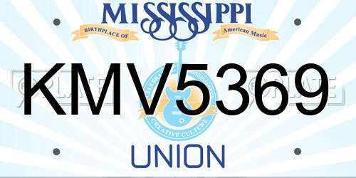 KMV5369 Mississippi License Plate