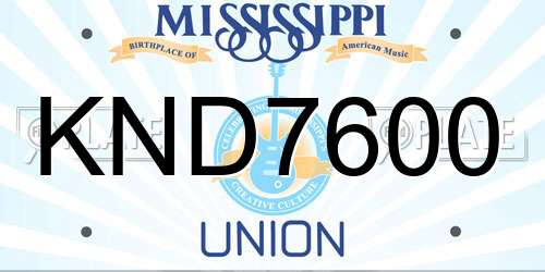 KND7600 Mississippi License Plate