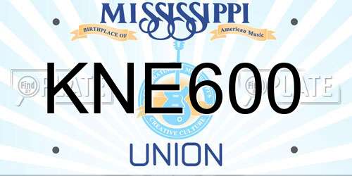 KNE600 Mississippi License Plate