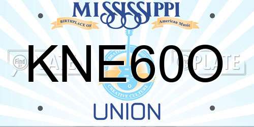 KNE60O Mississippi License Plate